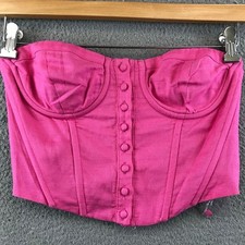 ASTR The Label Corset Top Women's Small Pink Linen Sweetheart Neck Off Shoulder