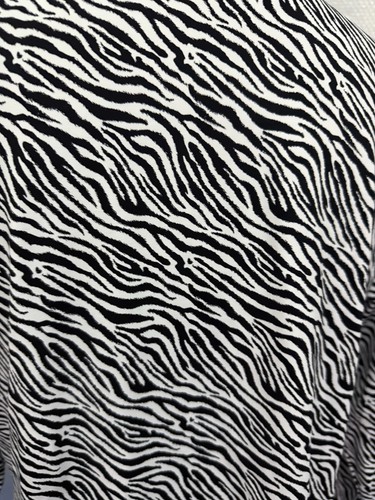 Lulu B Top Womens Sz L Black White Zebra Print Ruffled Neck Resort Stretch - Picture 3 of 6