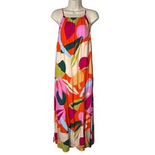 NWT Label Of Love Maxi Dress Vibrant Abstract Print Vacation Tropical Size S