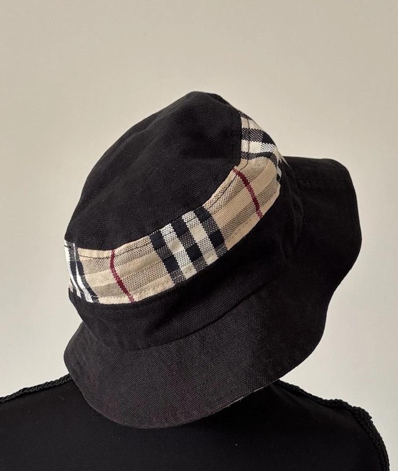 Винтажный Burberry ведро шляпа 100% хлопок размер большой старые деньги Лондон * читать DESC * - Изображение 3 из 4