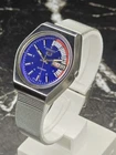 Vintage Automatic Seiko Refurbished Blue Dial Day / Date Men's Wrist Watch SS