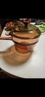 Vintage Corning Pyrex Vision Double Boiler Set Amber V-20-B & V 1.5 C Lid