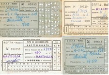 Railway tickets Italy S.E.F.T.A. Modena various used abbonamento issues 1962 1