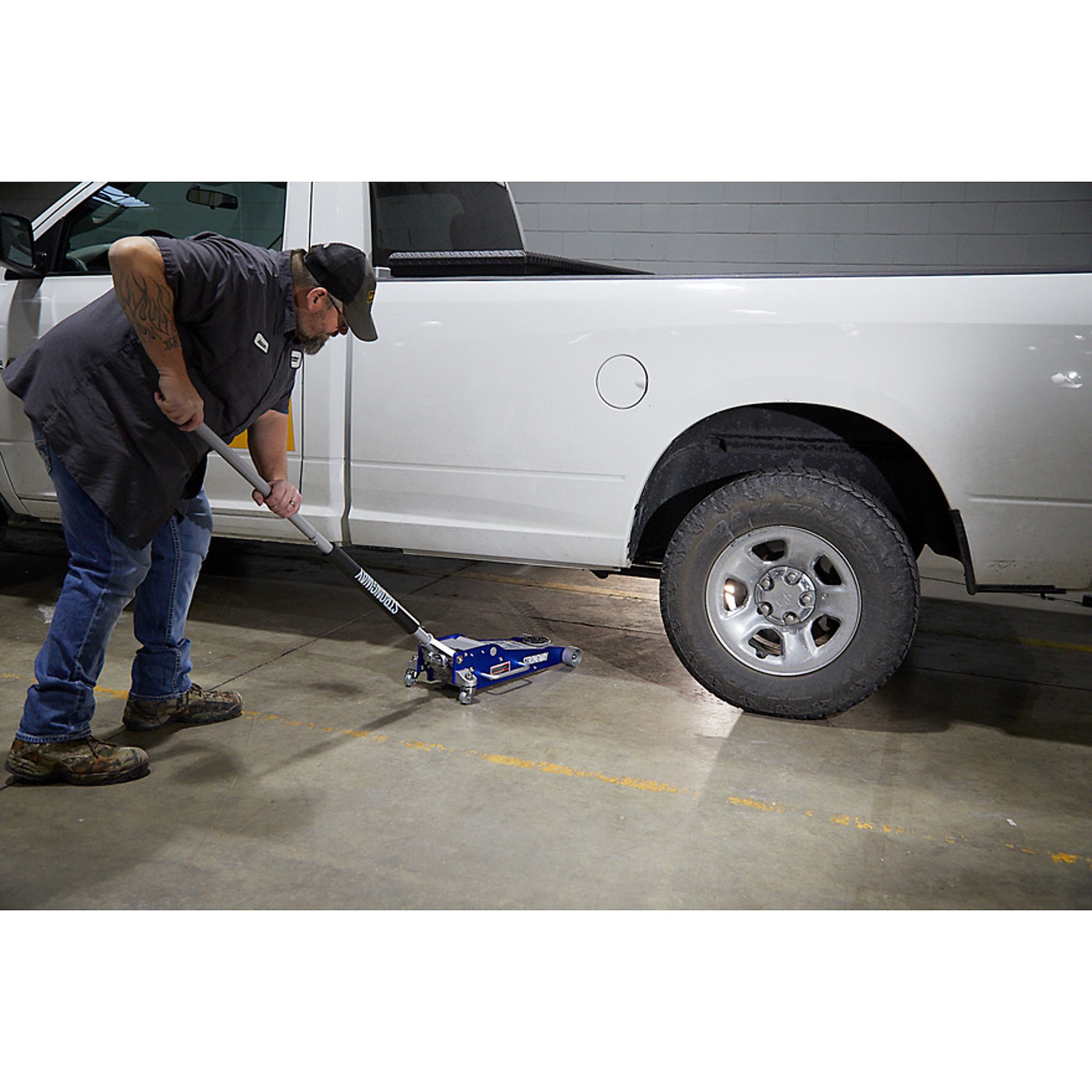 Strongway Low-Profile Aluminum/Steel Floor Jack, 3-Ton Capacity