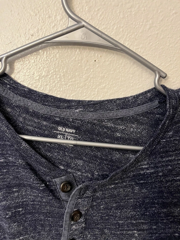 Camisa Henley Azul Marino Antigua Para Hombres Talla XL Azul Manga Larga Pullover Suéter Foto 2 de 4