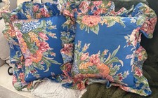 RALPH LAUREN MELISSA BLUE FLORAL PAIR OF THROW PILLOWS
