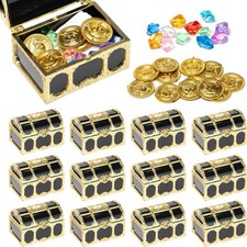 12 Stück Mini Piraten Schatztruhe,12 Edelsteine für Kinder und 12 Goldmünzen ...