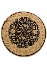 8.0 x 8.0 ROUND Quality Wool Handmade Rug BLACK #PIX-14311