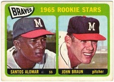 1965 Topps #82, Braves '65 Rookie Stars, S. Alomar Sr./J. Braun