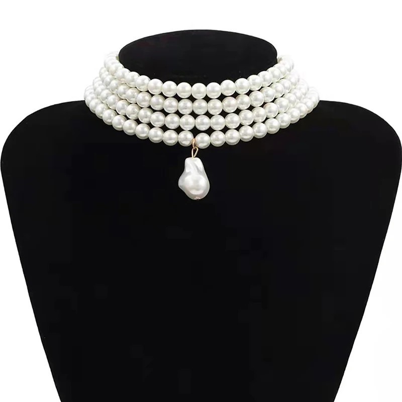 Collar Gargantilla Perla Barroco Colgante Collar Moda Joyería Regalo En Capas
