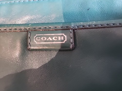 Pochette da polso Coach verde acqua vintage con cerniera - Foto 8 di 10