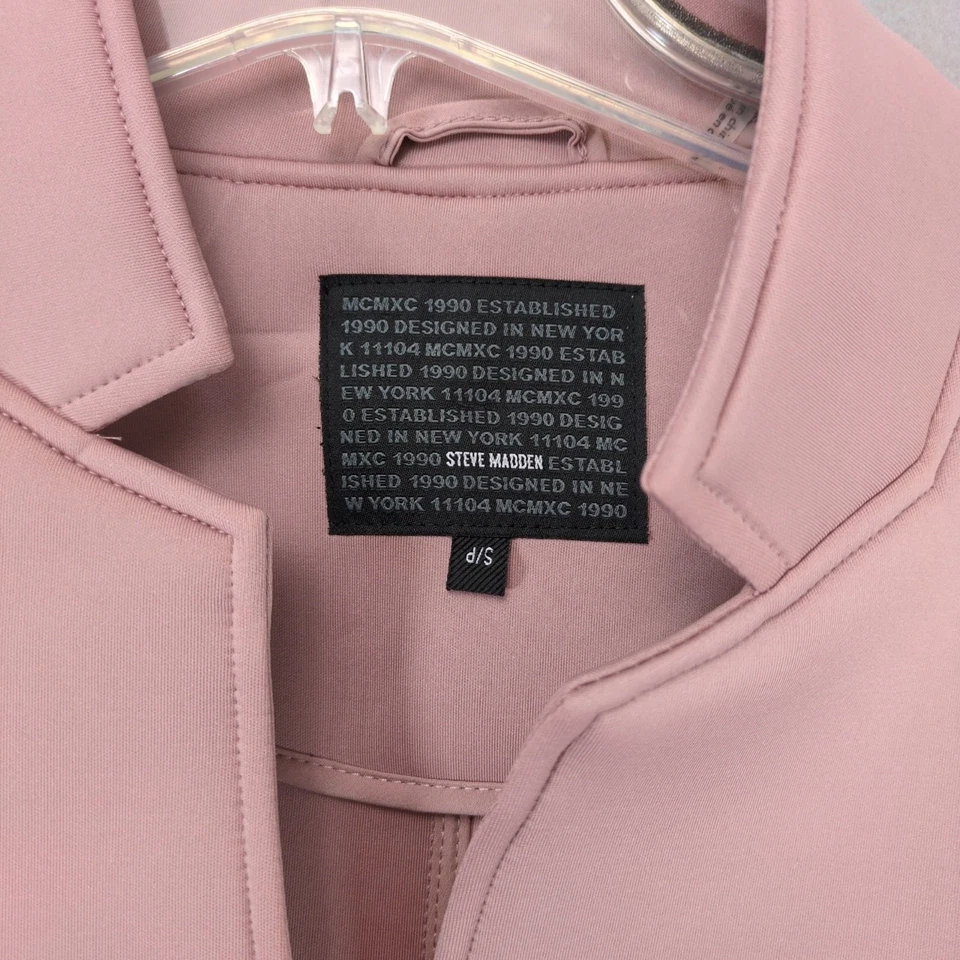 Steve Madden Women's S Pink Scuba Fabric Single Button Long Coat, Preppy Career - Imagem 4 de 4