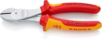 KNIPEX Hochhebel-Seitenschneider verchromt isoliert 74 06 180 VDE-Prüfung