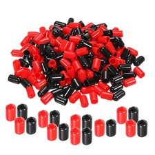 60Pcs 8 mm Round Rubber End Caps, Vinyl Bolt Screw Thread Cover, Black-Red