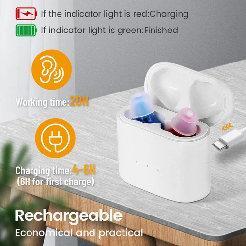 1 Pair Rechargeable Digital Hearing Aids In-Ear Invisible Sound Voice Amplifier - Picture 8 of 15