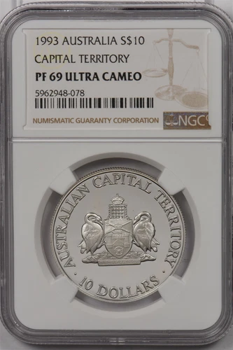 Australia 1993 10 Dollar NGC Proof 69UC Silver Capital Territory NG1448 combine