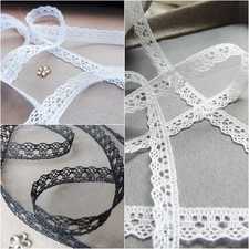 Narrow Black Ivory White LACE RIBBON TRIM 10mm WIDE BRIDAL CRAFTS decor rustic
