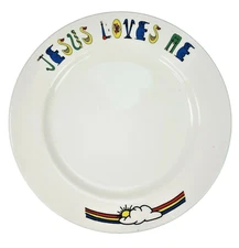 Jesus Loves Me Rainbow Child Ceramic 9” Plate Childhood Treasures Lynn Morris 81
