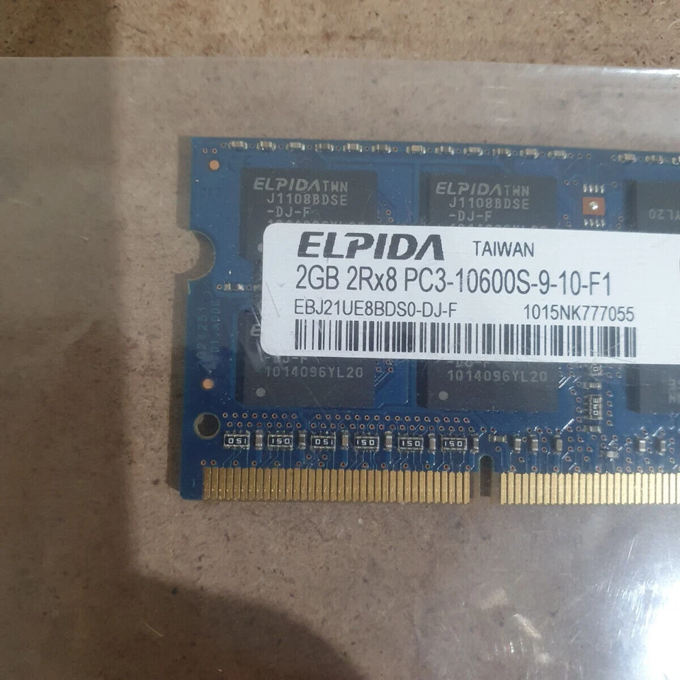 Elpida EBJ21UE8BDS0-DJ-F 2GB 2Rx8 PC3-10600S 1333MHz 204-Pin SO-DIMM DDR3 SDRAM - Image 2 of 4