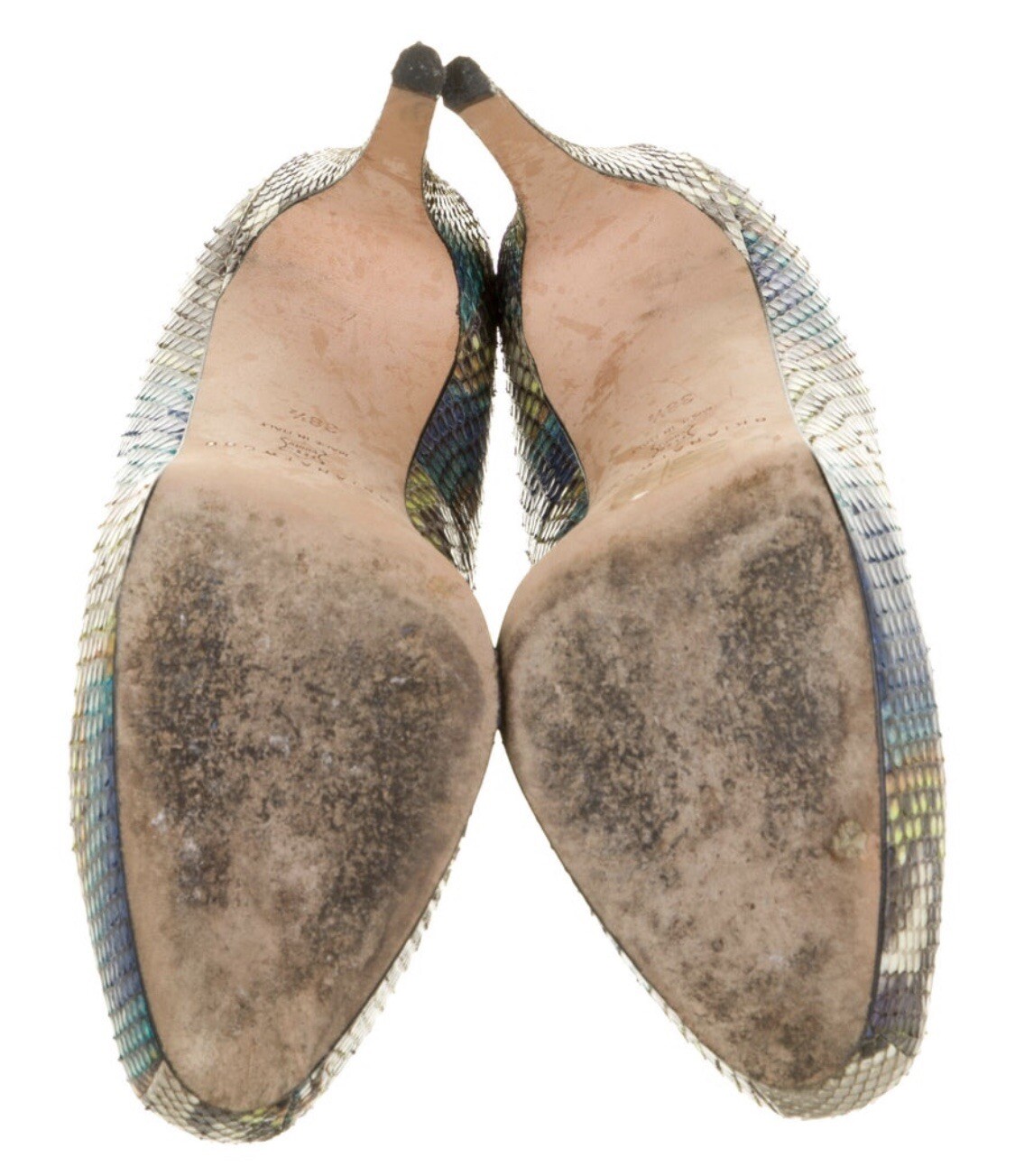 BRIAN ATWOOD MULTICOLOR PYTHON SNAKESKIN HEELS SZ… - image 5