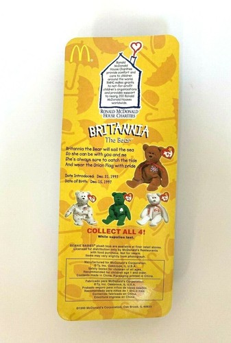 mcdonalds britannia the bear ty beanie baby rare december 1997 tag errors new - 第 8/12 張圖片