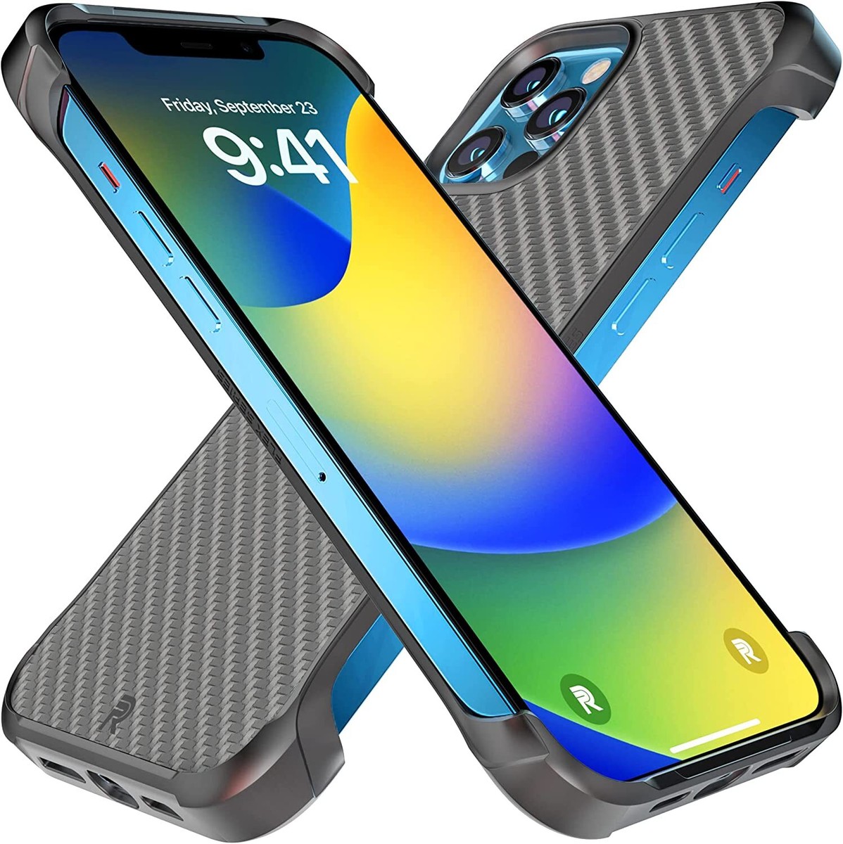 REBEL iPhone 12 Pro Max Case Flex Series Flex Black Frameless Cover | Exposed Sides for Comfort, Aramid Fiber, Strong MagSafe Compatible, Protective