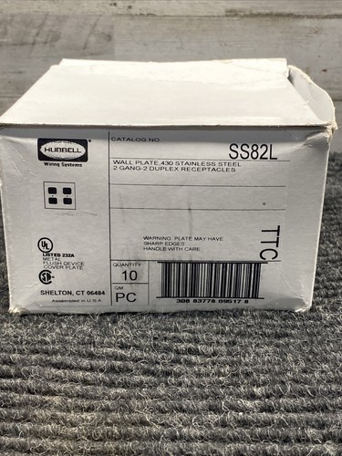 Box of 10 Hubbell SS82 2- Gang, 2) Duplex Openings, Standard Size Stainless - Picture 7 of 8