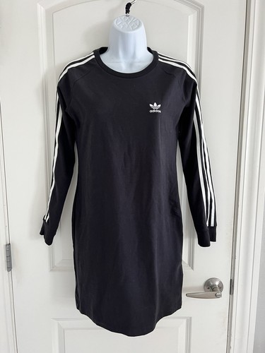 Girls Adidas Originals 3 Stripes Black Dress Sporty Athletic Medium - Picture 2 of 7