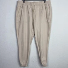 C&C California Pants Womens L Beige Zippered Drawstring Athleisure Active Jogger