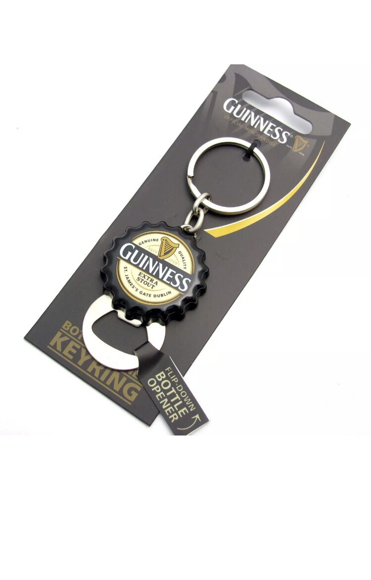 NWT Guinness Black Crown Cap Label Keyring Bottle Opener 2084b
