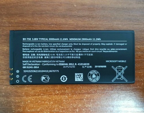 BV-T5E BV T5E 3000mAh 3.85V Battery For 950 RM-1106 RM-1104 RM-110 With Tools - Zdjęcie 2 z 5
