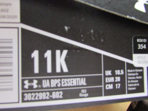 Zapato deportivo rojo para niño Under Armour BPS Essential talla 11K nuevo en caja - Imagen 7 de 7