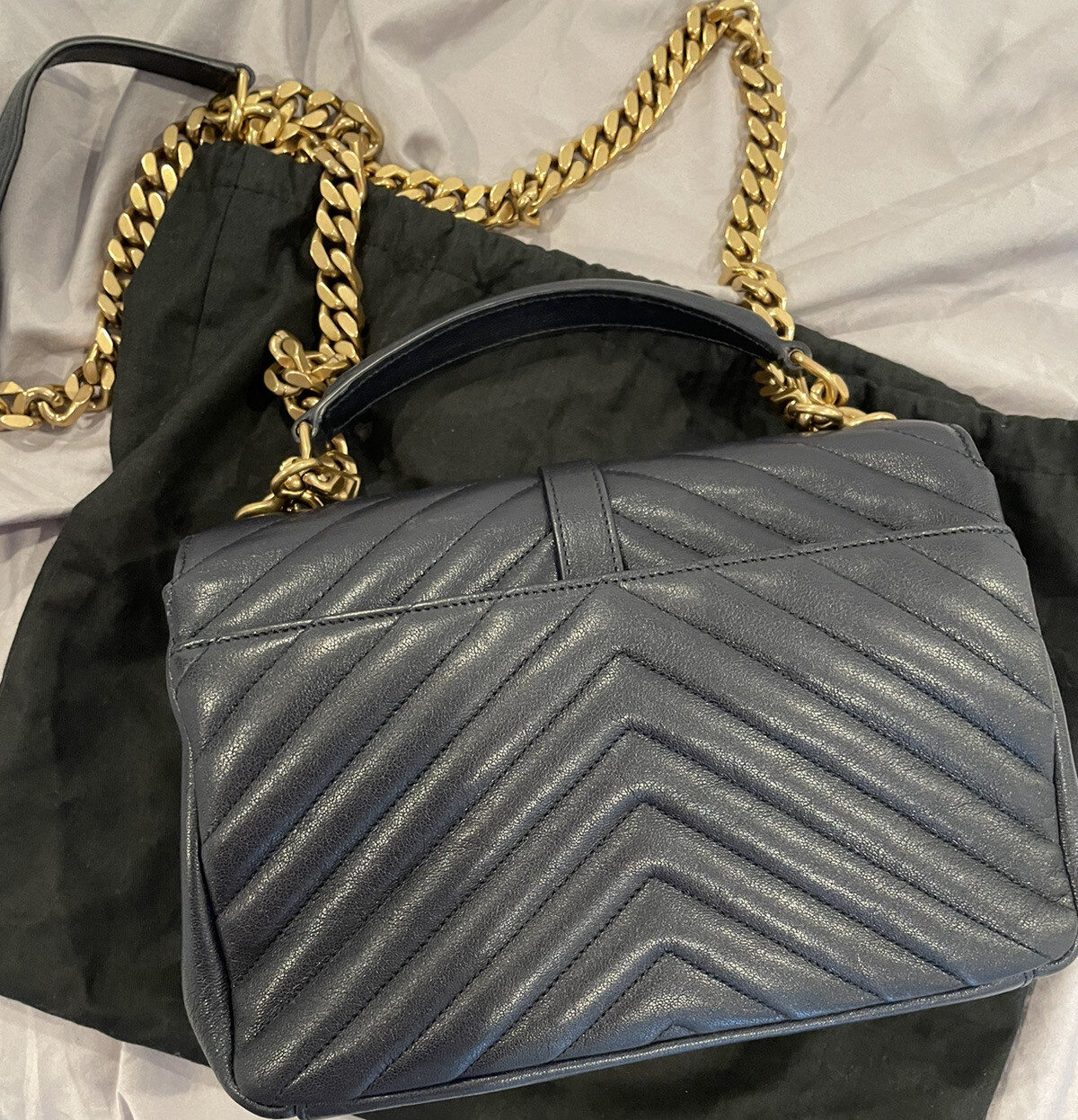 Saint Laurent College Gold Hardware Shoulder Bag Medi… Gem