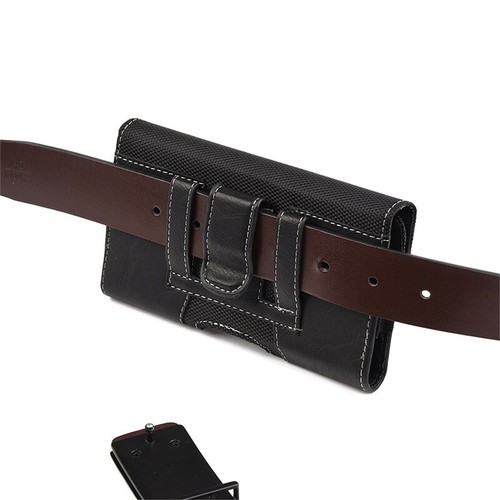 For iPhone 13 PRO MAX Horizontal Leather Pouch Belt Clip Holster Case-Black - Photo 6 sur 7
