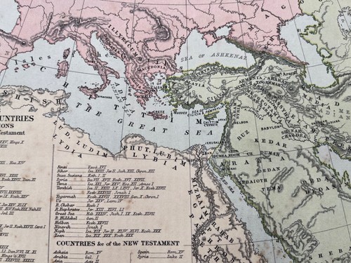 Map of The Gentile Countries and Nations of the Old / New Testament lithograph - Picture 2 of 3