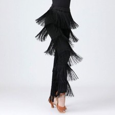 Fringed Trousers Ladies Modern Ballroom Dancing Long Pants Dancewear Costumes