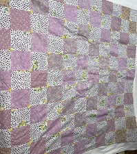 Homemade Quilt Purple  Lavender Floral 43  X 43  . Baby, Lap, Decor. U.S.A.