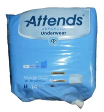 Attends Advanced Underwear Adult X-Large Unisex Package of 14 Super Absorbent
