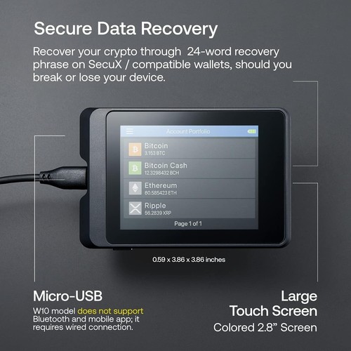 SecuX W10 Crypto Hardware Wallet (Touch Screen - Safeguard Your Crypto, - Picture 3 of 7