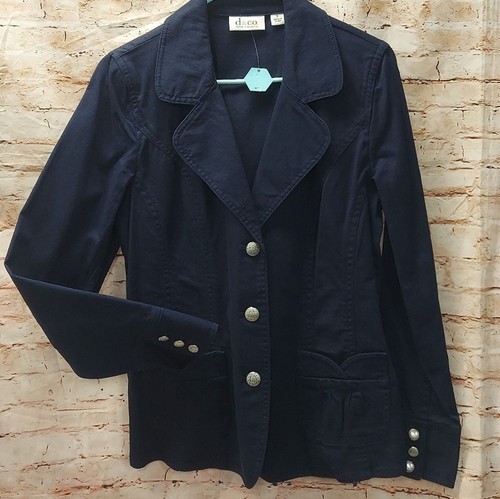 Denim & Company Navy Button Blazer - Picture 7 of 13