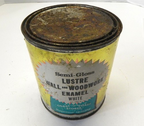 VINTAGE COAST-TO-COAST STORES WALL & WOODWORK ENAMEL CAN WHITE FULL COLLECTIBLE - Afbeelding 1 van 6