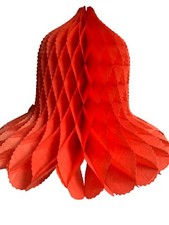 Vintage Red Accordion Honeycomb Tissue Paper Christmas Bell 16x16 Made In USA