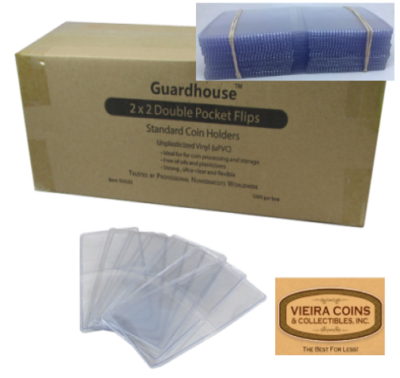 #ad 50 GuardHouse Round Corner 2 X 2 Plastic Coin Flips NON PVC #10342 $13.99