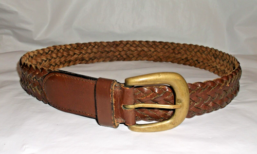 Chico's India Women's Brown Leather Braided Belt S/M