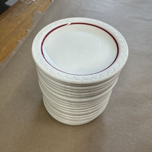 Buy 1 Or Multiple Plates Syracuse China Econo-Rim Restaurant Diner Red Stripe 5” - Picture 3 of 4