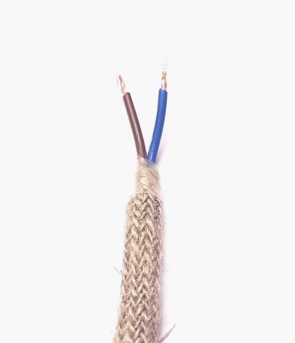 Textilkabel mit Stecker und Schalter Leinen-Kabel 2-adrig Anschlusskabel Jute - Bild 5 von 6