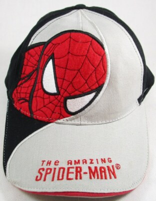 Marvel The Amazing Spiderman Boy's Black Gray & Red Baseball Cap, Kids One Size