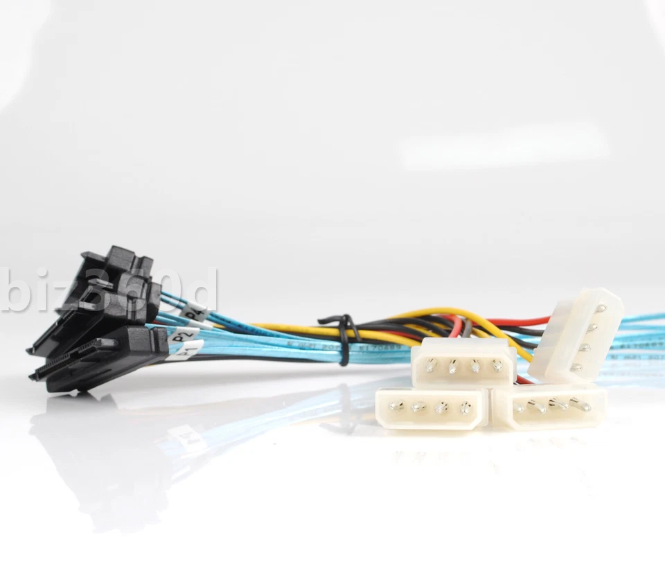 Mini SAS 36Pin SFF-8087 to 4x SAS/SFF-8482 w/ 1 Power HDD Cable 3FT 1M Free Ship - Image 4 of 4