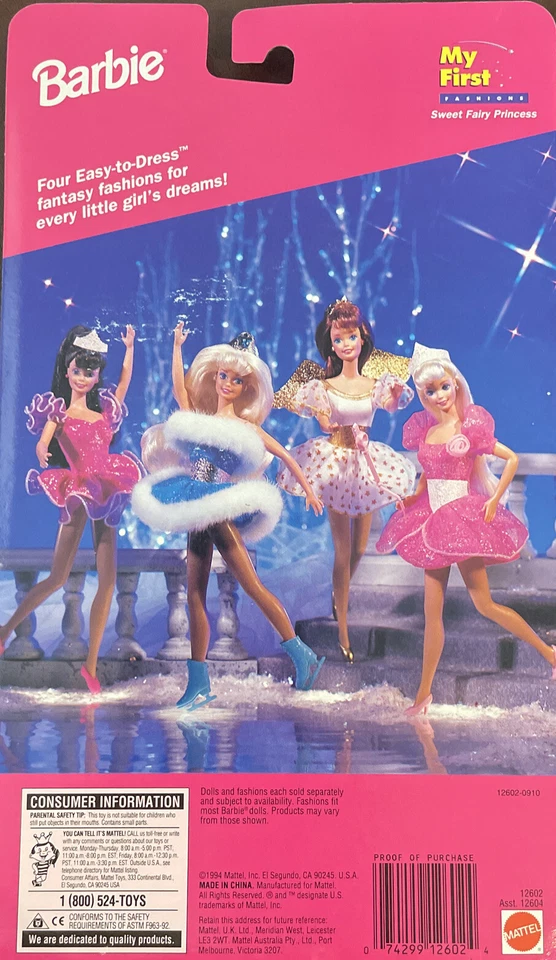 Barbie patinadora sobre hielo brillante My First Fashions #12602 de Mattel (1994) NUEVA COMO NUEVA Foto 2 de 2