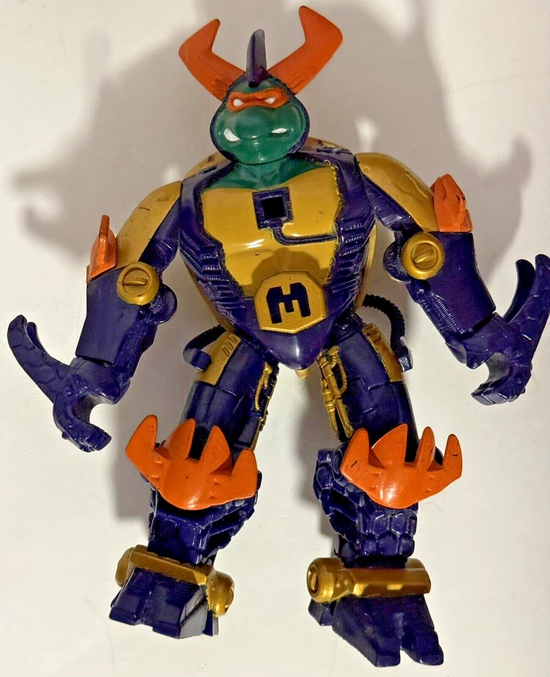 1994 Playmates TMNT Cyber Samurai Mike Figure w/ Nunchucks & Hands Incomplete - Image 4 of 4